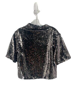 H&M Gold Black Metallic Sequin Top Short Sleeve Sz Small NWT Party Festive